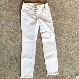 W by Worth white crop jeans button fly fringe jeans size 0